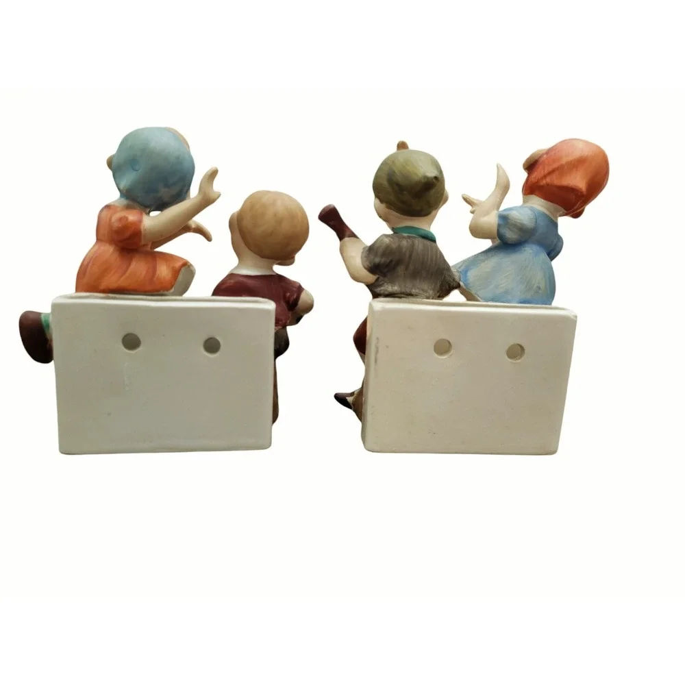 Vintage L&M Lipper & Mann Boy Girl Figure Sconce Wall Pocket Pair Japan 1956‎